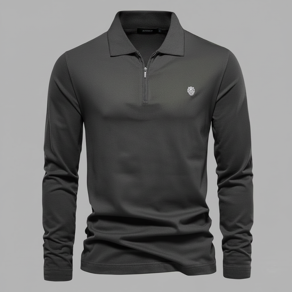 Camisa Polo Manga Longa Masculina com Zíper | Polos para Homem