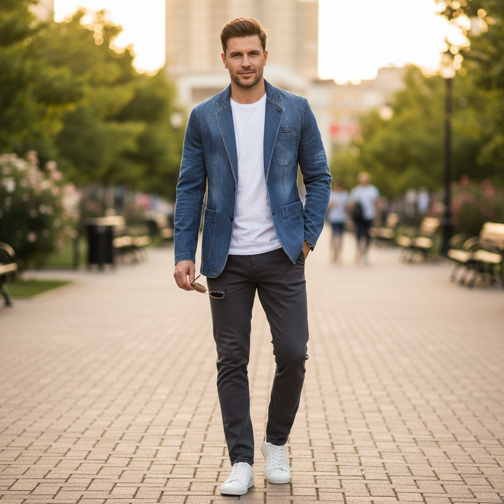 Blazer Denim Sob Medida | Blazer Para Homens Casual Refinado
