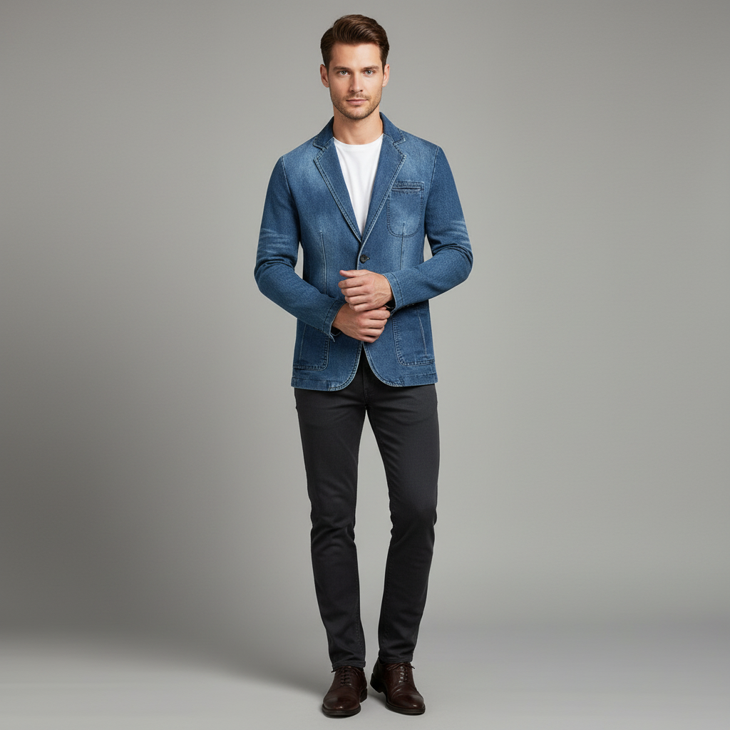 Blazer Denim Sob Medida | Blazer Para Homens Casual Refinado
