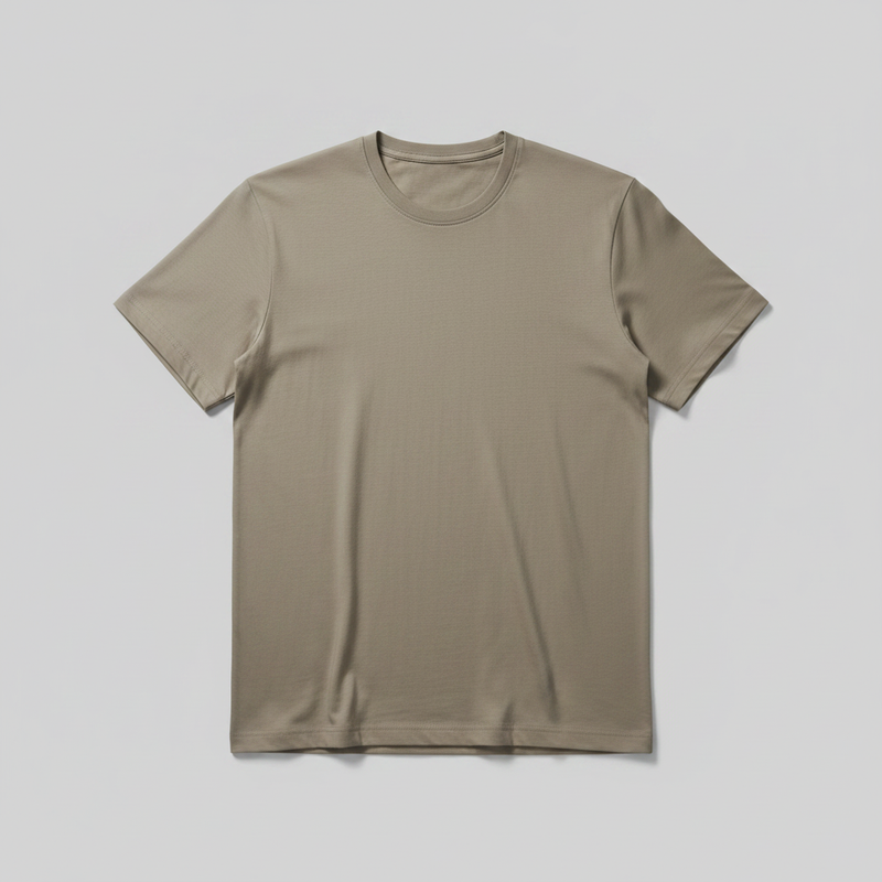 Camisa Manga Curta Homem Taupe | T-Shirt Masculino Algodão