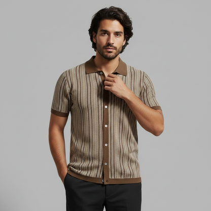 Camisa Polo Chevron Masculina Respirável | Camisas Manga Curta Homem