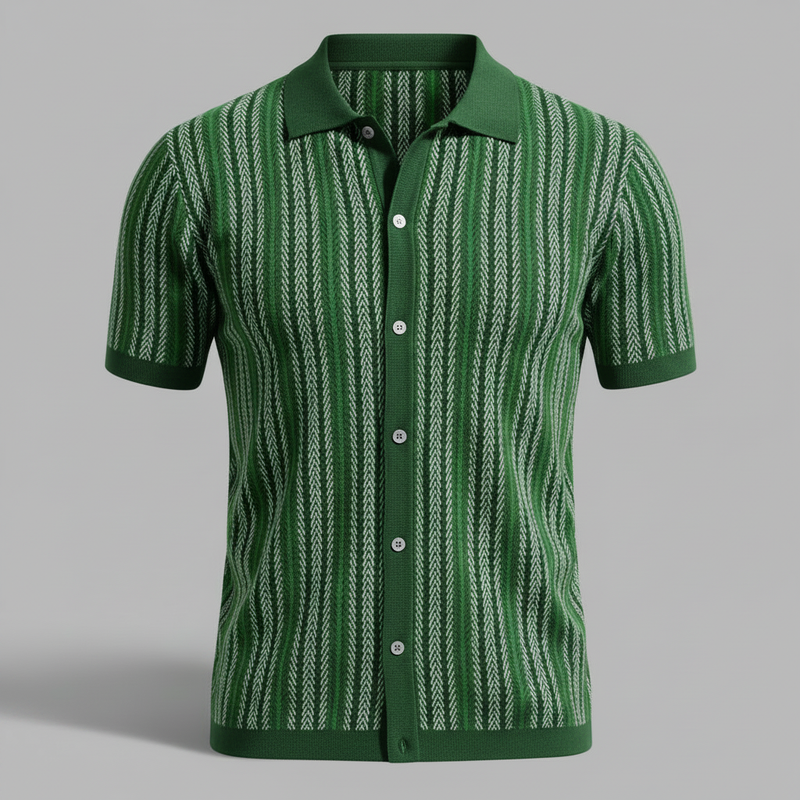 Camisa Polo Chevron Masculina Respirável | Camisas Manga Curta Homem
