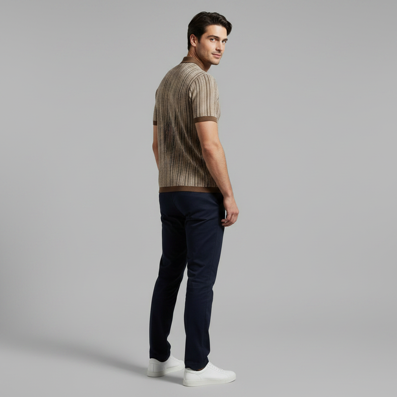 Camisa Polo Chevron Masculina Respirável | Camisas Manga Curta Homem
