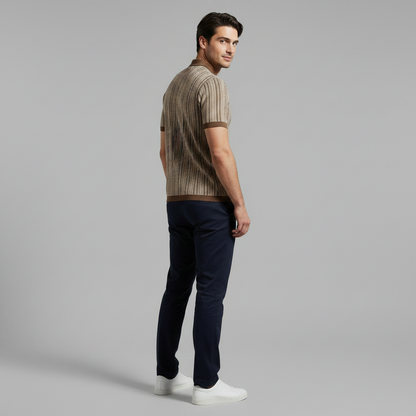 Camisa Polo Chevron Masculina Respirável | Camisas Manga Curta Homem