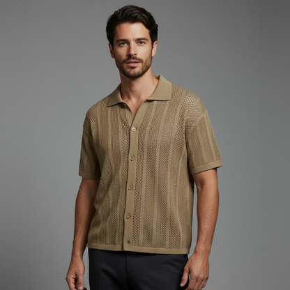 Camisa Tricô Masculina Enzo | Manga Curta e Gola Clássica