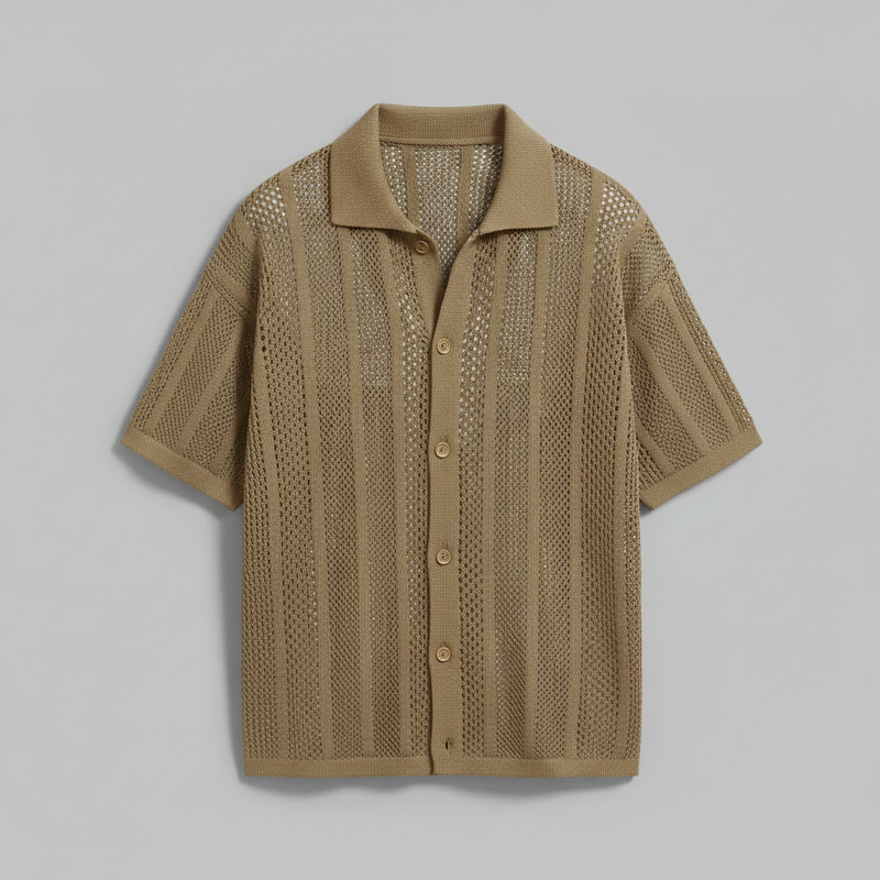 Camisa Tricô Masculina Enzo | Manga Curta e Gola Clássica
