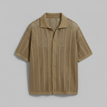 Camisa Tricô Masculina Enzo | Manga Curta e Gola Clássica