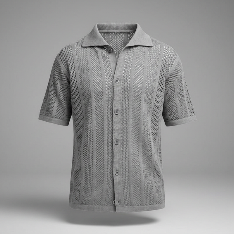 Camisa Tricô Masculina Enzo | Manga Curta e Gola Clássica