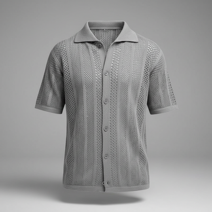 Camisa Tricô Masculina Enzo | Manga Curta e Gola Clássica