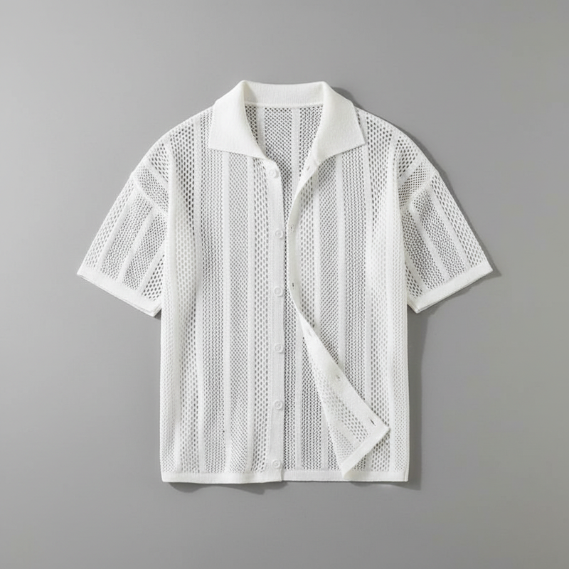 Camisa Tricô Masculina Enzo | Manga Curta e Gola Clássica