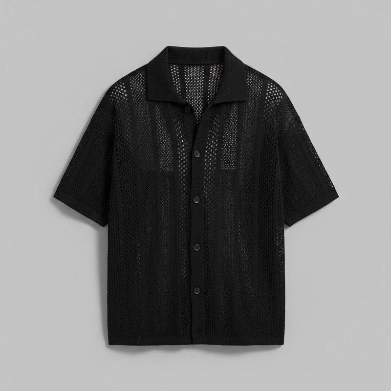 Camisa Tricô Masculina Enzo | Manga Curta e Gola Clássica