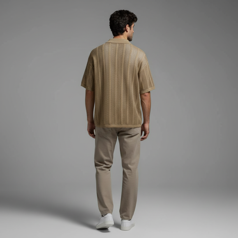 Camisa Tricô Masculina Enzo | Manga Curta e Gola Clássica