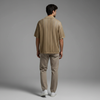 Camisa Tricô Masculina Enzo | Manga Curta e Gola Clássica
