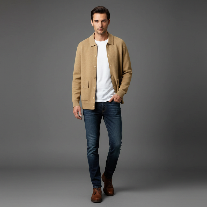 Cardigã Ronan de Tricô Denso | Suéter Masculino