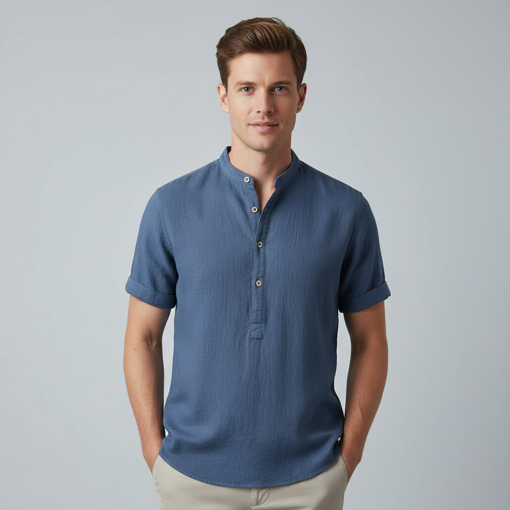 Camisa Capri | Camisa de Linho Masculina Casual Manga Curta