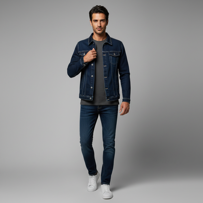 Jaqueta Jeans Slim Fit Masculina | Casaco Masculino Elegante