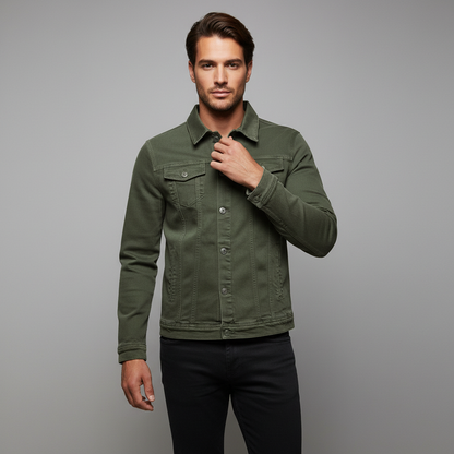 Jaqueta Jeans Slim Fit Masculina | Casaco Masculino Elegante
