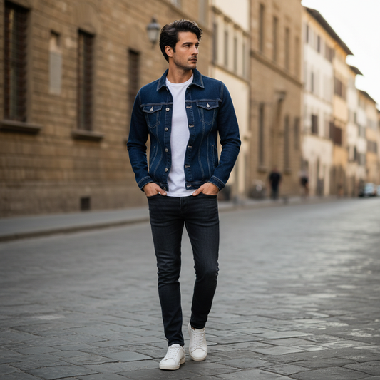 Jaqueta Jeans Slim Fit Masculina | Casaco Masculino Elegante