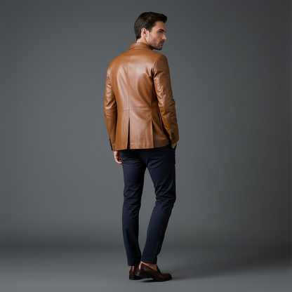 Jaqueta de Couro Clássica Masculina | Casacos Homem