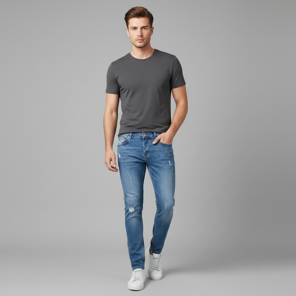 Calça Jeans Liam | Slim Fit Casual com Rasgos