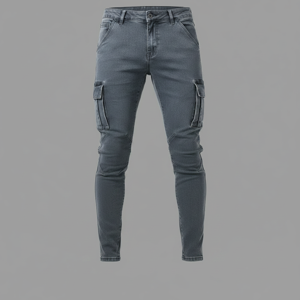 Calças de Ganga Homem Cargo com Múltiplos Bolsos | Moda Masculina