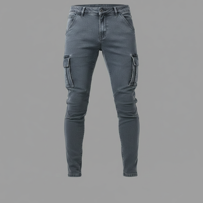 Calças de Ganga Homem Cargo com Múltiplos Bolsos | Moda Masculina