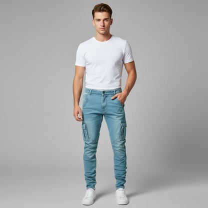 Calças Cargo Slim Fit Masculinas | Calças de Ganga Homem