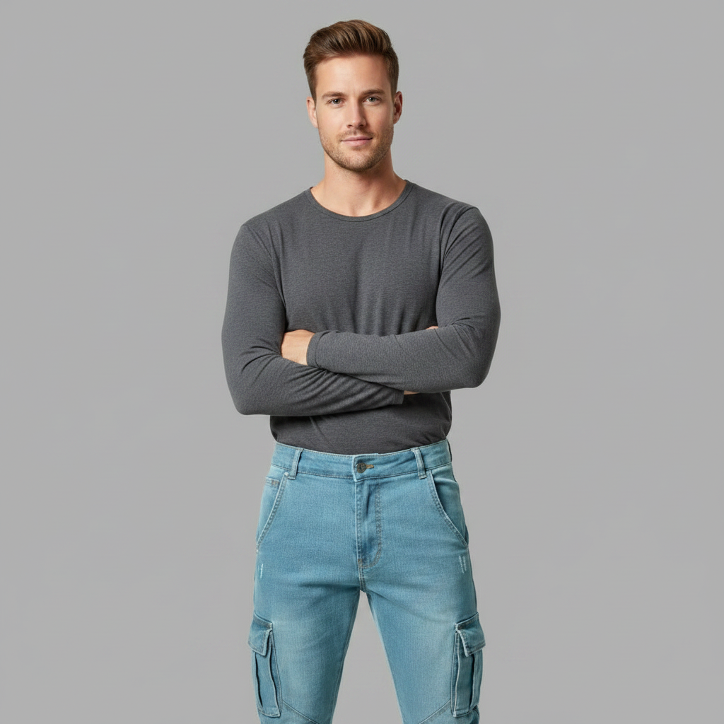 Calças Cargo Slim Fit Masculinas | Calças de Ganga Homem