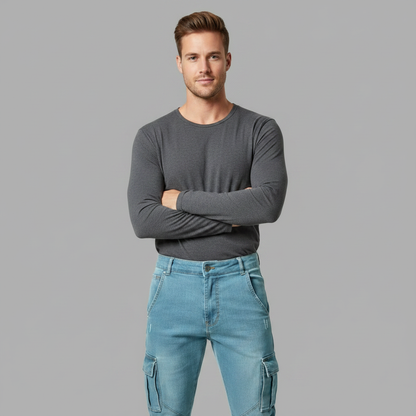 Calças Cargo Slim Fit Masculinas | Calças de Ganga Homem