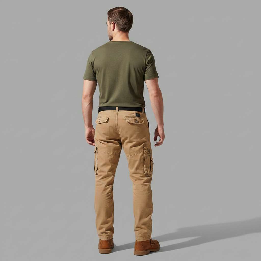 Calças Cargo Homem Relaxadas com Punhos Ajustáveis | Calças de Trabalho