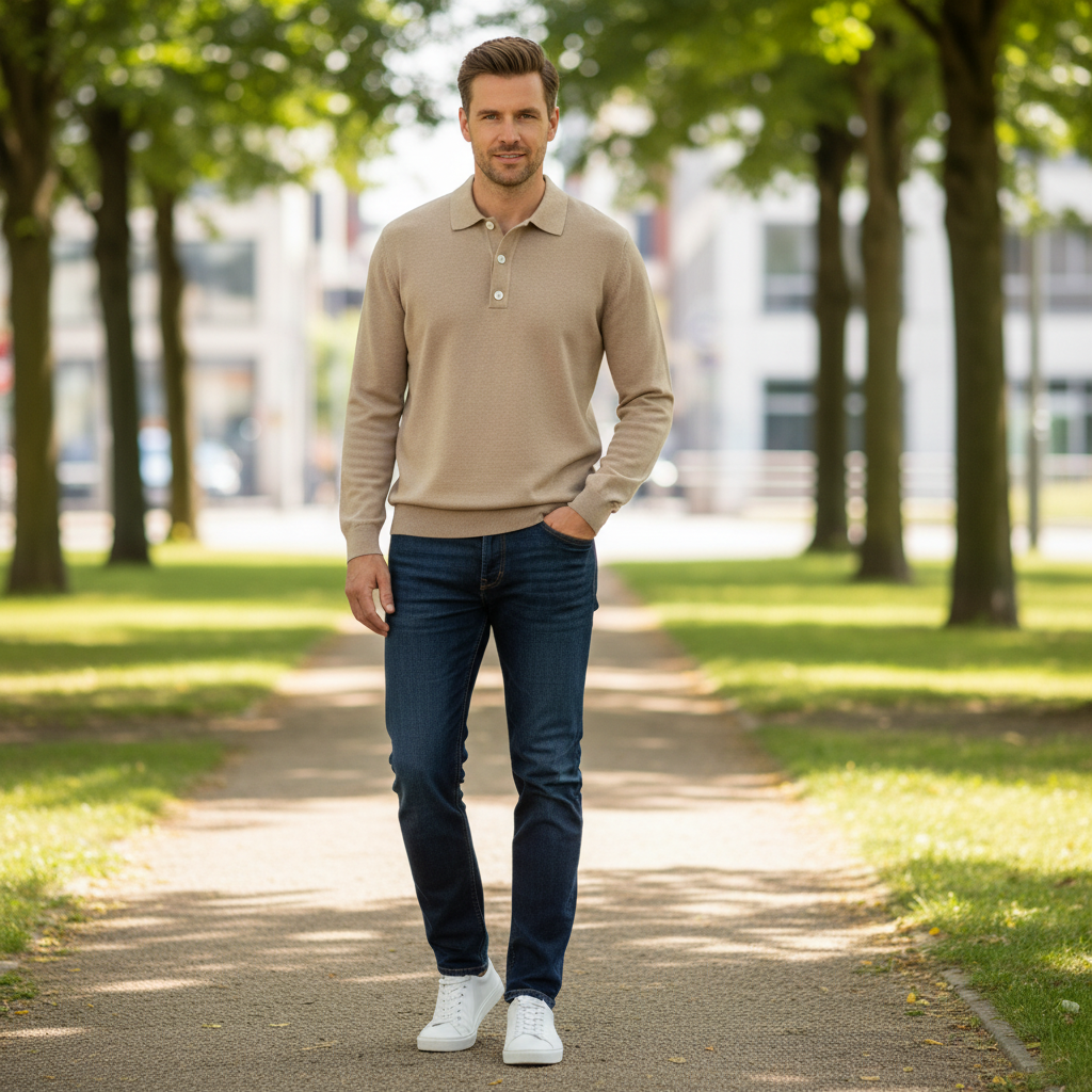 Camisa Polo Manga Longa Masculina | Camisa Casual para Homem