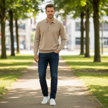 Camisa Polo Manga Longa Masculina | Camisa Casual para Homem