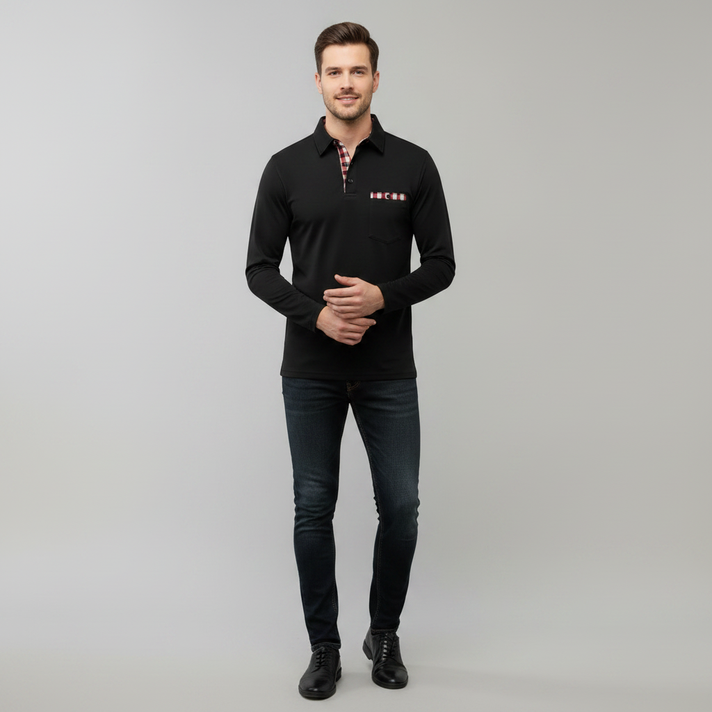 Camisa Polo Manga Longa Masculina | Camisa Casual para Homem