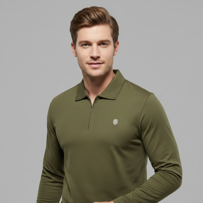 Camisa Polo Manga Longa Masculina com Zíper | Polos para Homem