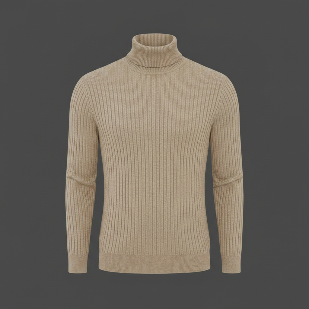 Suéter Masculino Gola Alta Canelado Slim Fit | Moda Masculina