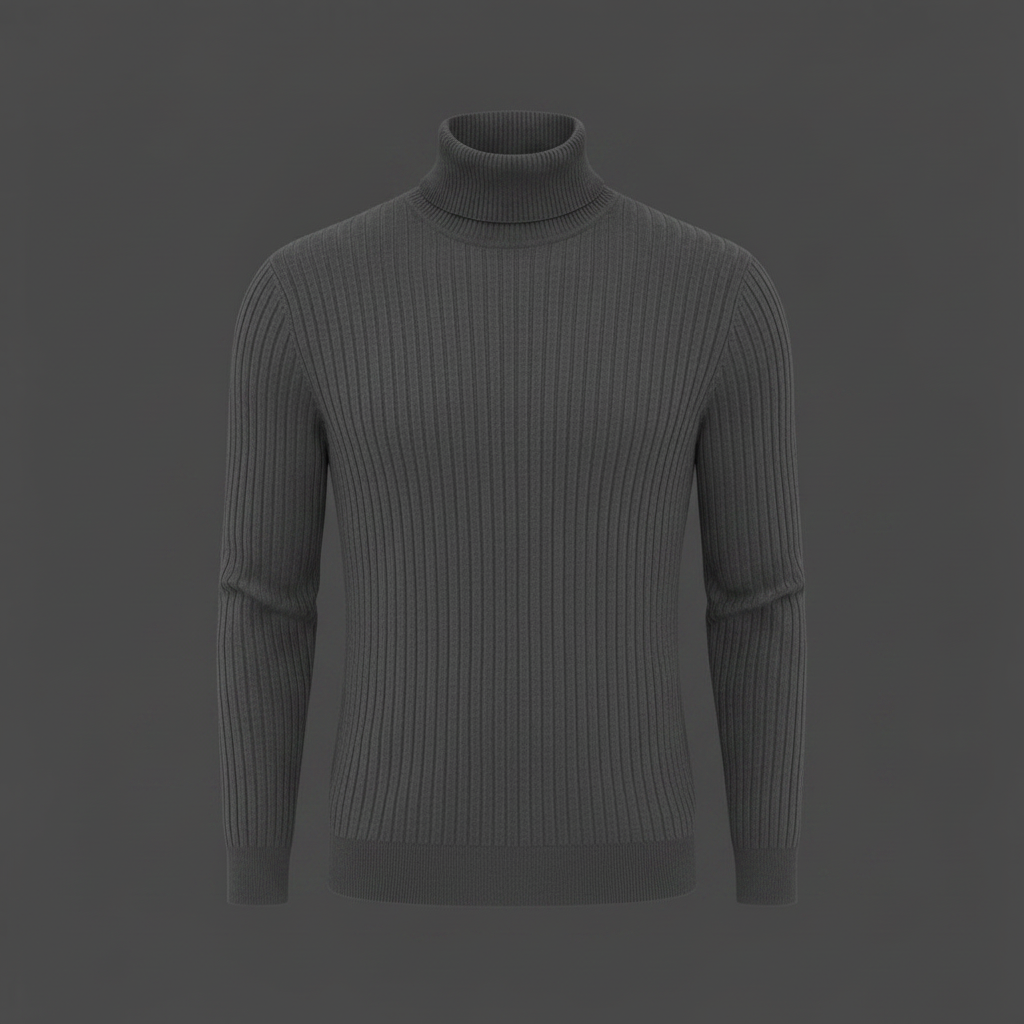 Suéter Masculino Gola Alta Canelado Slim Fit | Moda Masculina