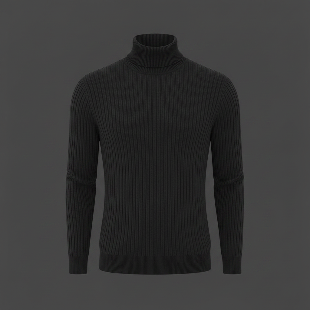 Suéter Masculino Gola Alta Canelado Slim Fit | Moda Masculina