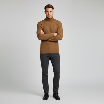 Suéter Masculino Gola Alta Canelado Slim Fit | Moda Masculina