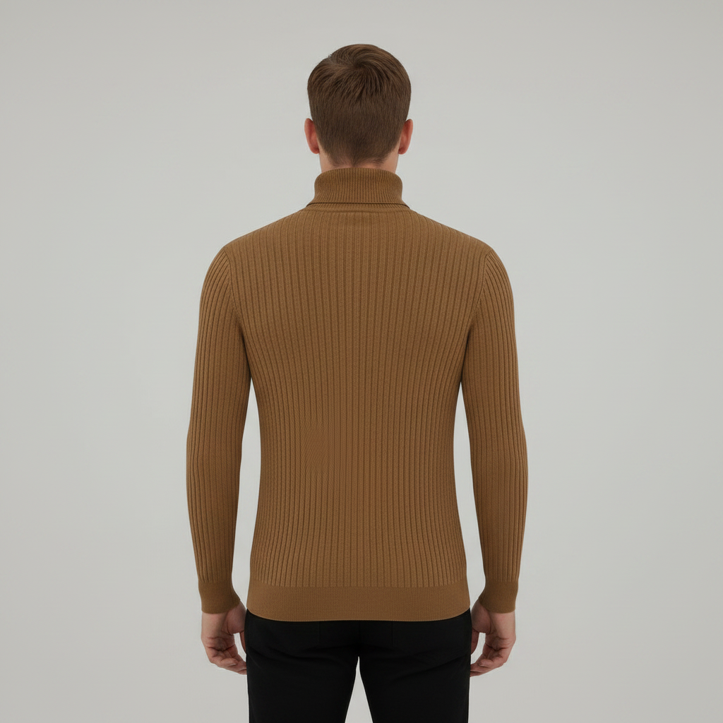 Suéter Masculino Gola Alta Canelado Slim Fit | Moda Masculina