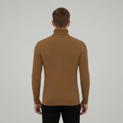 Suéter Masculino Gola Alta Canelado Slim Fit | Moda Masculina