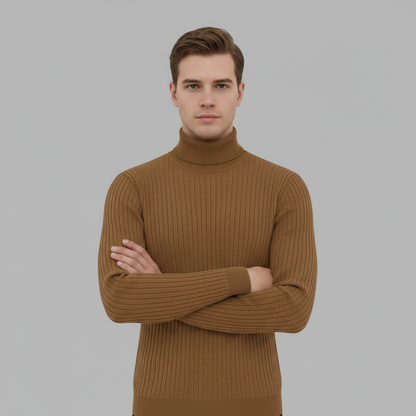 Suéter Masculino Gola Alta Canelado Slim Fit | Moda Masculina